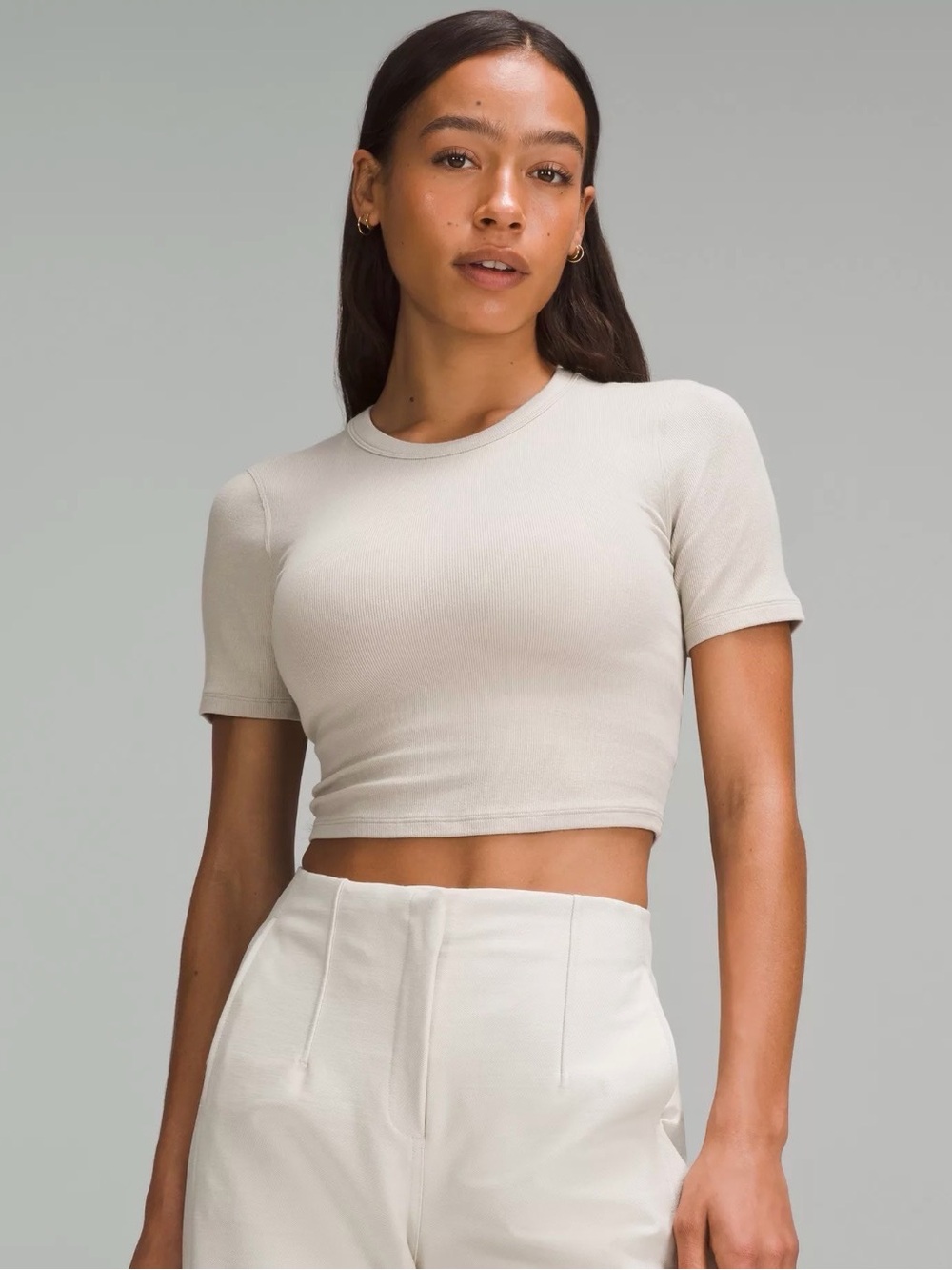 lululemon ribbed hold tight tee in bone size 6